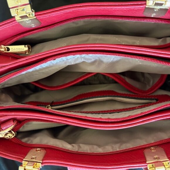 β¨ Dasein Red Vegan Leather Medium Top Handle Tote Bag - Never Used, Luxe & Chic! - Picture 5 of 7